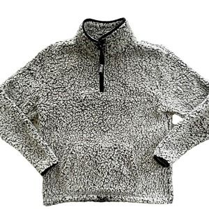 Victoria’s Secret PINK Size S Small Grey Sherpa Fleece 1/4 Zip Pullover Pocket